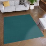 Tapiso tapis de salon chambre carr� mono bleu canard design uni r�sistant int�rieur ext�rieur 120x120 ...