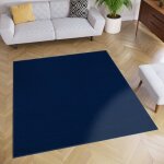 Tapiso tapis de salon chambre carr� mono bleu p�trole design uni r�sistant int�rieur ext�rieur 120x120 ...