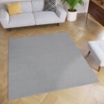 Tapiso tapis de salon chambre carr� mono gris design uni r�sistant int�rieur ext�rieur 120x120 cm