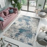 Tapiso tapis salon chambre denver bleu marine gris abstrait polypropylne intrieur 120x170 cm