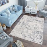 Tapiso tapis salon poil court lotus bleu gris abstrait polypropyl�ne int�rieur 160x220 cm