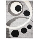 Tapiso tapis salon shaggy poils longs delhi blanc noir gris pois polypropylne intrieur 60x100 cm