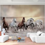 Tapisserie tableau toile photo chevaux dsert laine papier peint salon chambredcoration peinture murale ...
