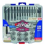 Tarauds x12 din 352 hss gun tivoly + 12 fili�res hss + 4 accessoires m3 � m12 mallette 29 pcs