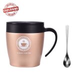 Tasse  caf - inox - 300ml - couvercle hermtique - design minimaliste - antidrapante