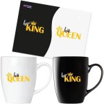 Tasses � caf� - brubaker - her king & his queen - 300 ml - c�ramique - noir et blanc