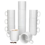 Tasses  caf - mambocat - event - porcelaine blanche - lot de 12 - empilables