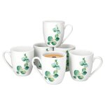 Tasses  caf - mambocat - eucalyptus - porcelaine blanche - 6 pices - style scandinave - nature