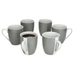 Tasses  caf - mambocat - variant - 6 pices - porcelaine - 350 ml - gris