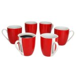 Tasses � caf� - mambocat - variant - 6 pi�ces - porcelaine - 350 ml - rouge vif
