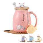 Tasse de chattasse à café en céramique mignonne avec lovely kitty couvercle en cuillère en acier inoxydable ... Tasse de chattasse à café en céramique mignonne avec lovely kitty couvercle en cuillère en acier inoxydable ...