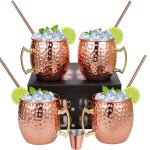 Tasses en cuivre - moscow mule - lot de 4 - capacit 530ml - acier inoxydable 304 - double paroi