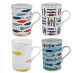 Tasse à thé tisana 330 ml avec couvercle et filtre infuseur modèle assorti (1 pièce) porcelaine poissons ... Tasse à thé tisana 330 ml avec couvercle et filtre infuseur modèle assorti (1 pièce) porcelaine poissons ...