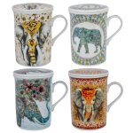 Tasse à thé tisana 330 ml avec couvercle et filtre infuseur modèle assorti (1 unité) porcelaine éléphant ... Tasse à thé tisana 330 ml avec couvercle et filtre infuseur modèle assorti (1 unité) porcelaine éléphant ...