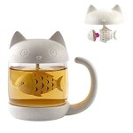 Tasse à thé en verre chat bouteille deau avec infuseur à thé en forme de poisson passoire filtre tassen ... Tasse à thé en verre chat bouteille deau avec infuseur à thé en forme de poisson passoire filtre tassen ...