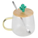 Tasse en verre - vvikizy - borosilicate - 400 ml - couvercle en bambou - cuill�re en acier inoxydable ...