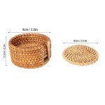 Tbest lot de 6 sous - verres en rotin vintage pour tasse � th� dessous de verre ronds pour th�i�re isolation ...