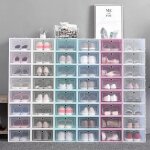 Boîte de rangement pour chaussures - tbest - transparente - empilable - vert Boîte de rangement pour chaussures - tbest - transparente - empilable - vert