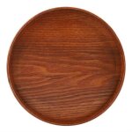 Tbest plateau de service de th plateau de service rond en bois naturel assiette en bois th serveur ...