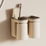 Porte - brosse  dents mural - tbest - blanc - abs - conomie despace - multifonctionnel