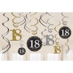 Td 12 pices pendentifs 18 ans en spirale - dcoration anniversaire happy birthday 18 ans
