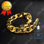 Bracelet - td - figaro - plaqu or jaune - 10mm large - 23cm long pour homme