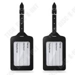 �tiquette dadresse - tech discount - lot de 2 - cuir pu noir - 12 cm x 7 cm - identification bagages