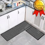 Tapis - td - lot de 2 - 40 x 60 cm et 40 x 120 cm - noir et blanc - antidrapant - intrieur