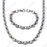 Bijoux dambiance - td - ensemble collier + bracelet - acier inoxydable - argent - 9mm grain de caf