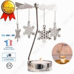 Bougeoir - td - tournant - mtallique argent - dcoration nol - flocon de neige
