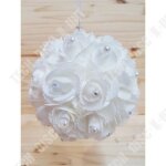 Td boule de fleur avec strasses pour dcoration table - salle de mariage blanc x 1 - fleur rond perle ...