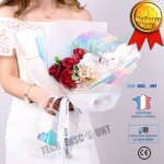 Td bouquet de fleurs ternelles rouges blanches blue cadeau anniversaire noel mariage fte cration ...