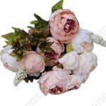 Bouquet de fleurs artificielles - lunavo - pivoine - soie et plastique - 8 fleurs - rose claire