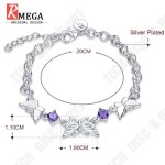 Bracelet à breloques - td® - argent 925 - or blanc - zirconium - Élégant et fantaisie Bracelet à breloques - td® - argent 925 - or blanc - zirconium - Élégant et fantaisie