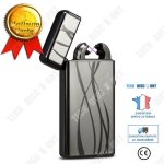 Td� briquet rechargeable usb classique double arc electrique briquet sans flamme anti vent (argent)