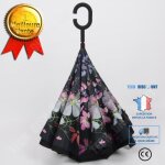 Td c parapluie automatique pliant invers imprim anti vent soleil uv parasol main libre dia. 98cm cadeau ...
