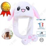 Chapeau de lapin - td - peluche - oreilles qui bougent - blanc - doudou enfant / adulte
