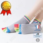 Chaussettes de yoga - td - antid�rapantes - cinq doigts - gris - taille libre