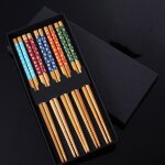 Coffret de baguettes - td� - 8 baguettes en bois asiatique - 22 cm - haute qualit� - marron