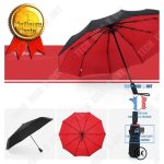 Parapluie - td - coupe - vent double - automatique - pliant - 10 os - rouge