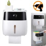 Distributeur papier - plastique - toilettes - tanche - noir - blanc - dimensions 205x130x210 mm