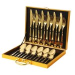 Couverts - td - ensemble de 24 pices - dors - acier inoxydable - design moderne