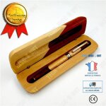 Ensemble de stylos - td - s28f - bois de bambou - encre noire - pointe moyenne