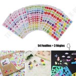 Gommettes - td - 54 feuilles - autocollants adhsifs - coeurs toiles pois - pour enfants