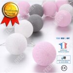 Guirlande lumineuse led - marque - 20 boules de coton - 300cm - intrieur - lectrique