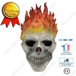 Td halloween crne masque ghost rider fantme visage couvre - chef effrayant flamme crne latex raliste ...