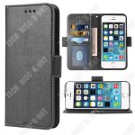 Étui portefeuille - td® - iphone 5 / 5s / se - cuir noir - rabat - rangement cartes Étui portefeuille - td® - iphone 5 / 5s / se - cuir noir - rabat - rangement cartes