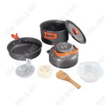 Ensemble dustensiles de cuisine - td� - kit camping portable - 14 pi�ces - antiadh�sif - orange