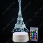 Lampe optique - td - tour eiffel - 7 couleurs - tactile - faible consommation