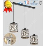 Lustre - td - 3 ttes - noir - e27 - style contemporain - salle  manger
